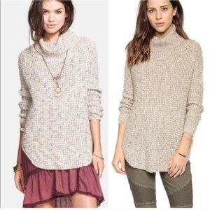 FREE PEOPLE | Dylan Tweedy Turtleneck Sweater Wool Linen Blend SZ S